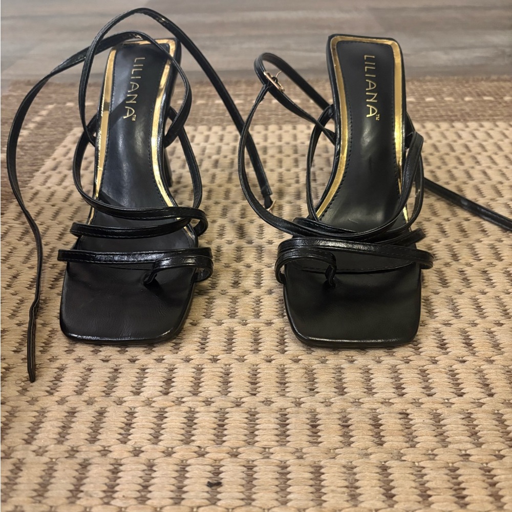 Black Strappy Women's Heels
